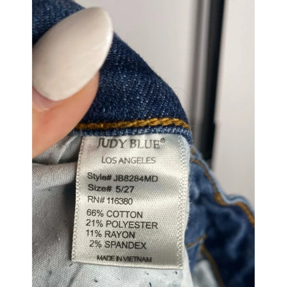 Judy Blue Boyfriend Fit Jeans Womens Size 5/27 Blue Medium Wash Denim Distressed